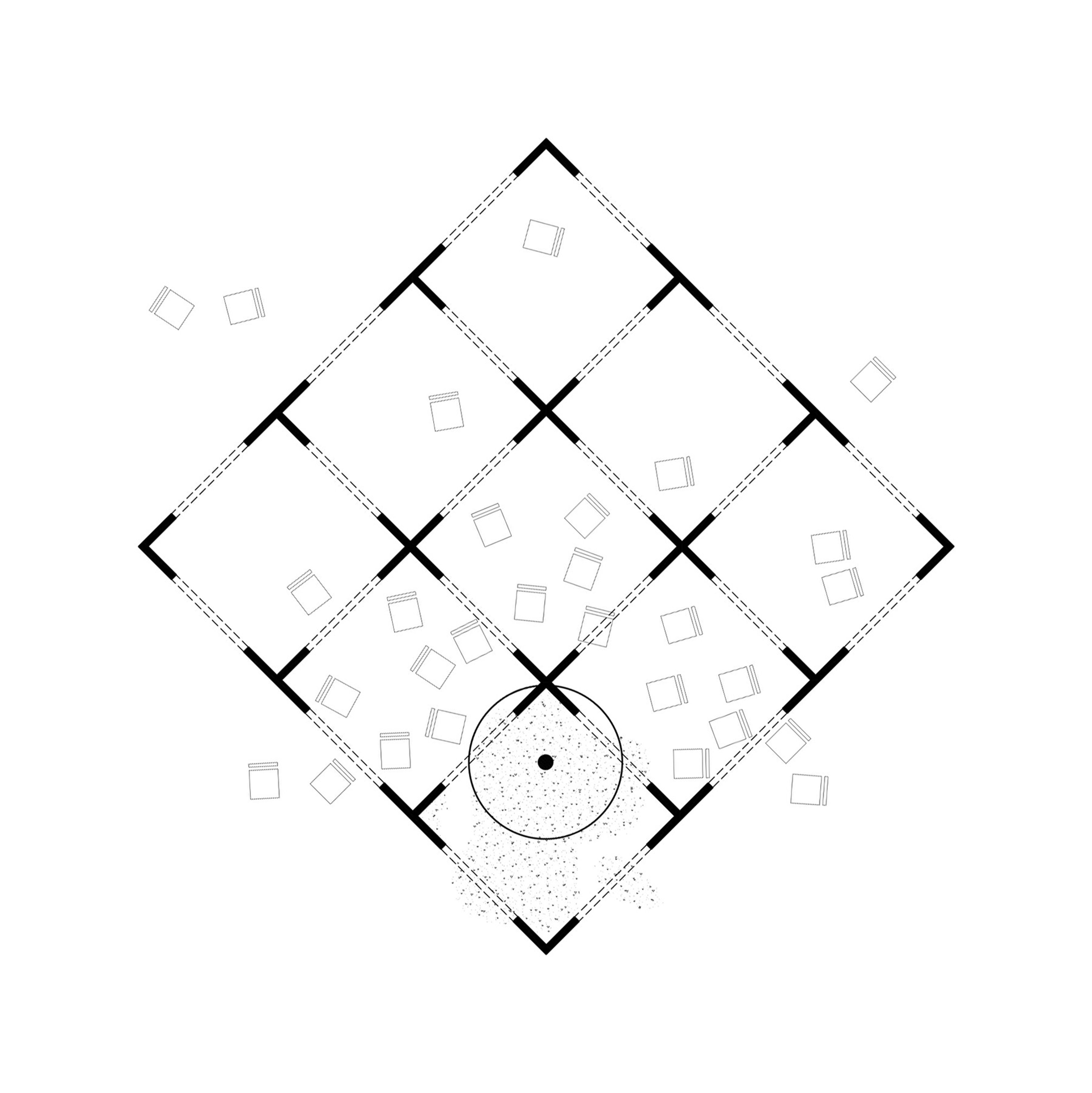 architectural plan of a pavilion with arches
