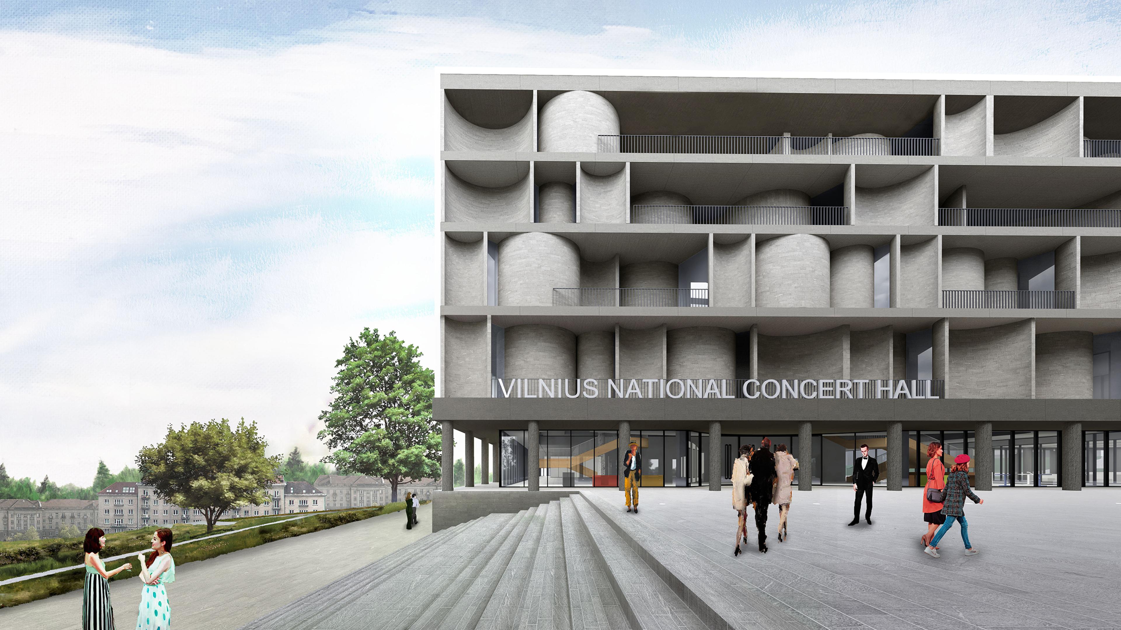 architectural rendering of proposed vilnius national concert hall 