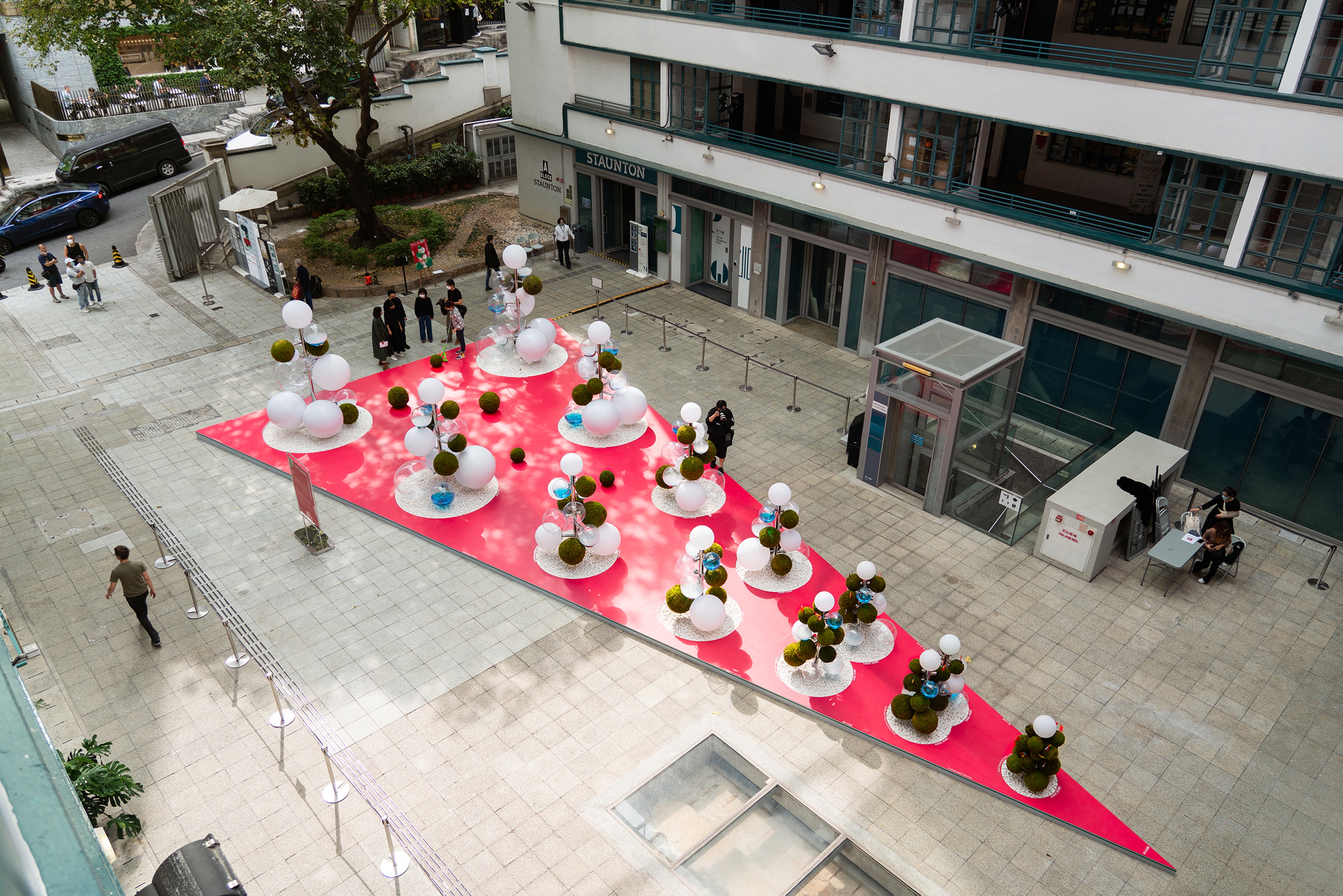 christmas display within building courtyard in PMQ in Hong Kong