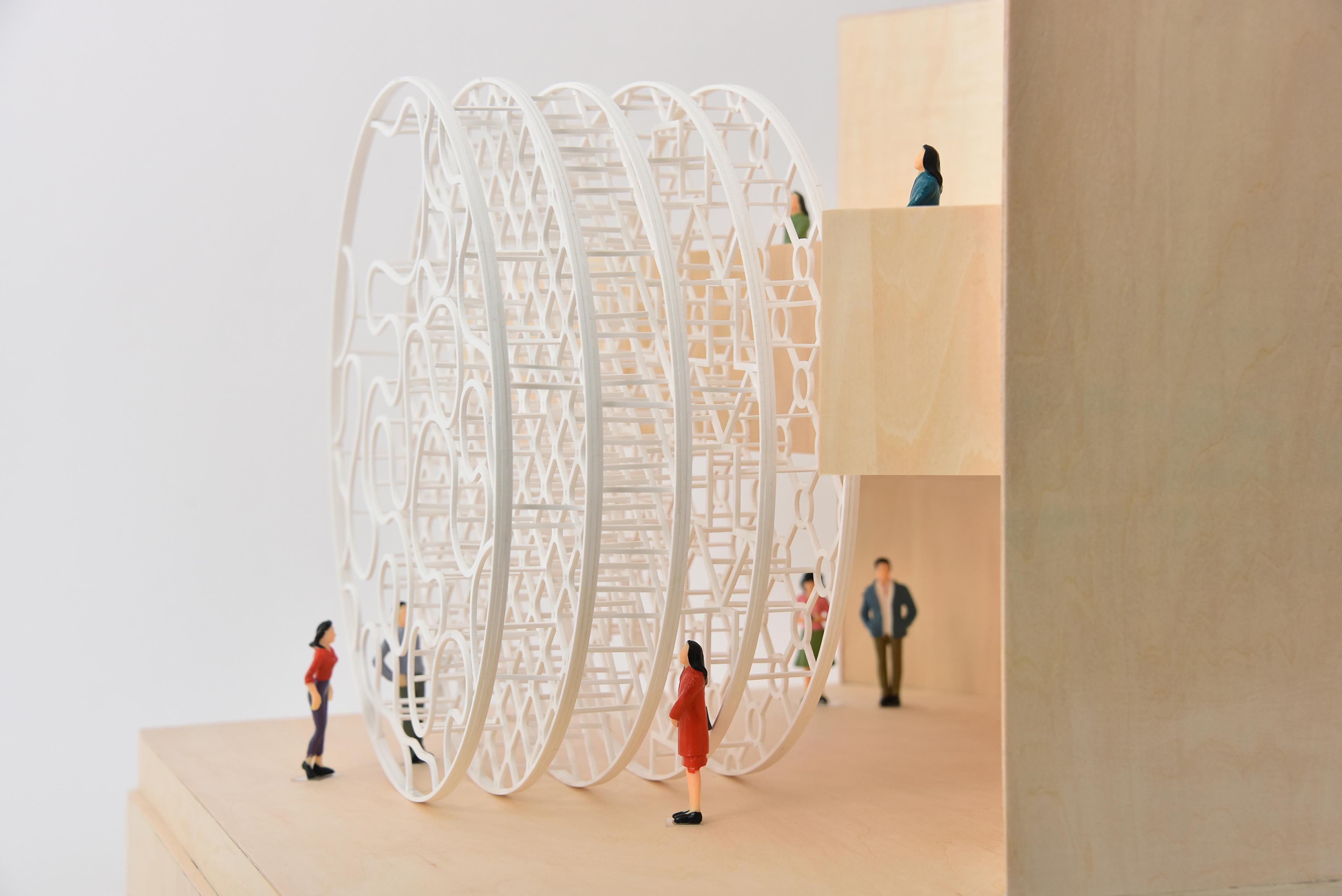 Architectural model of a mesh installation