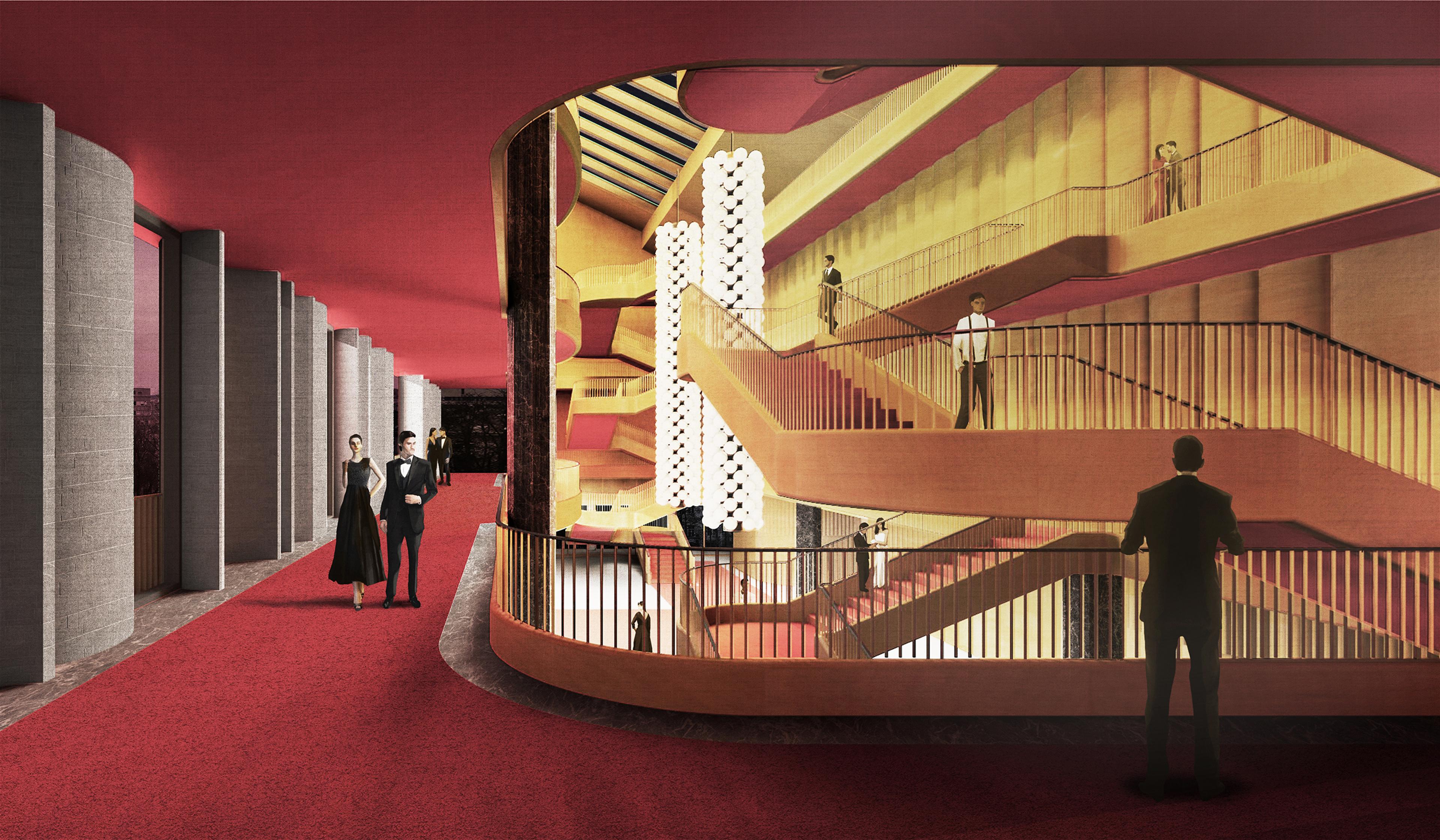 architectural rendering inside proposed vilnius national concert hall