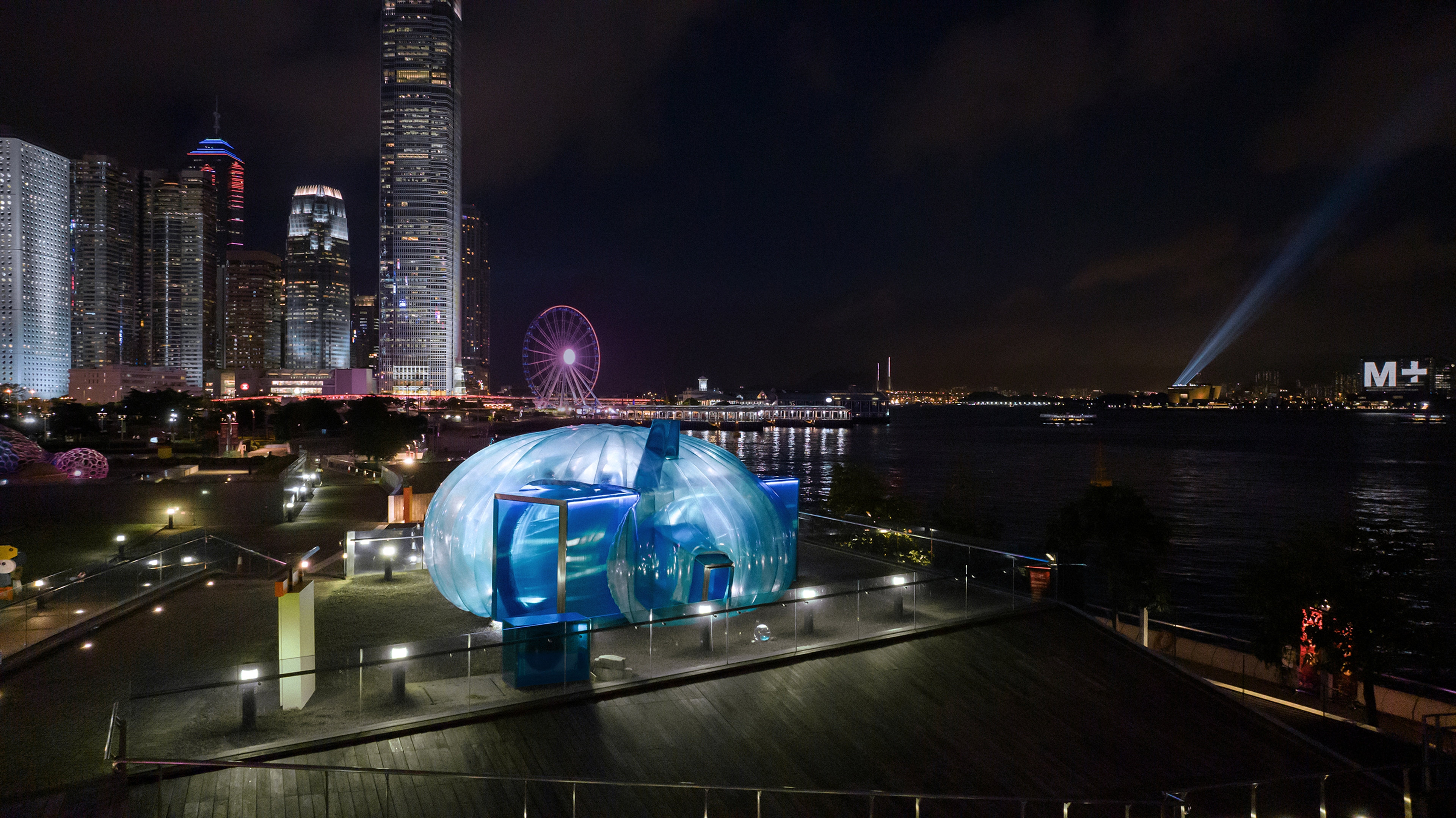 Hong kong harbour front at night