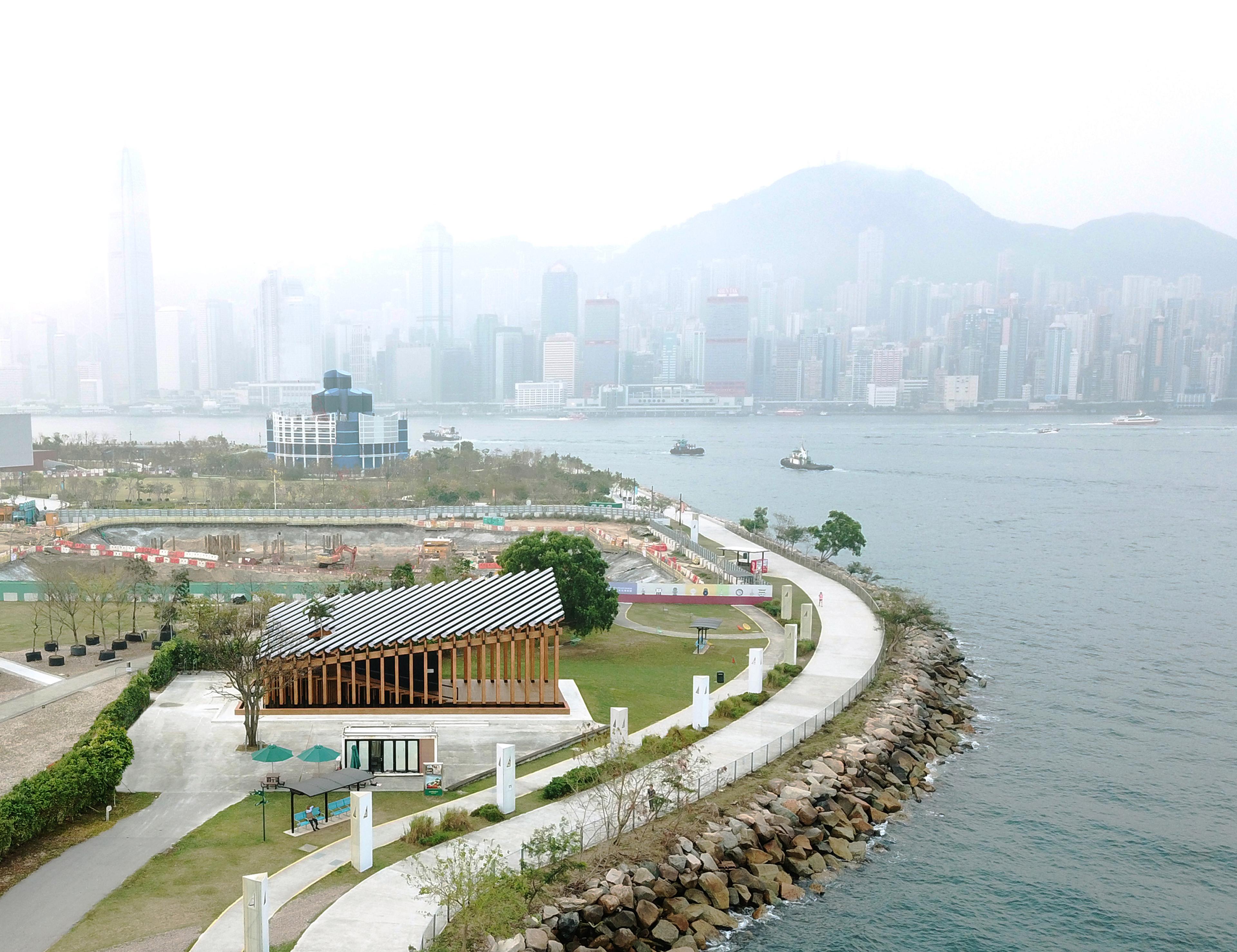 Pavilion Structure by the harbour front during the day