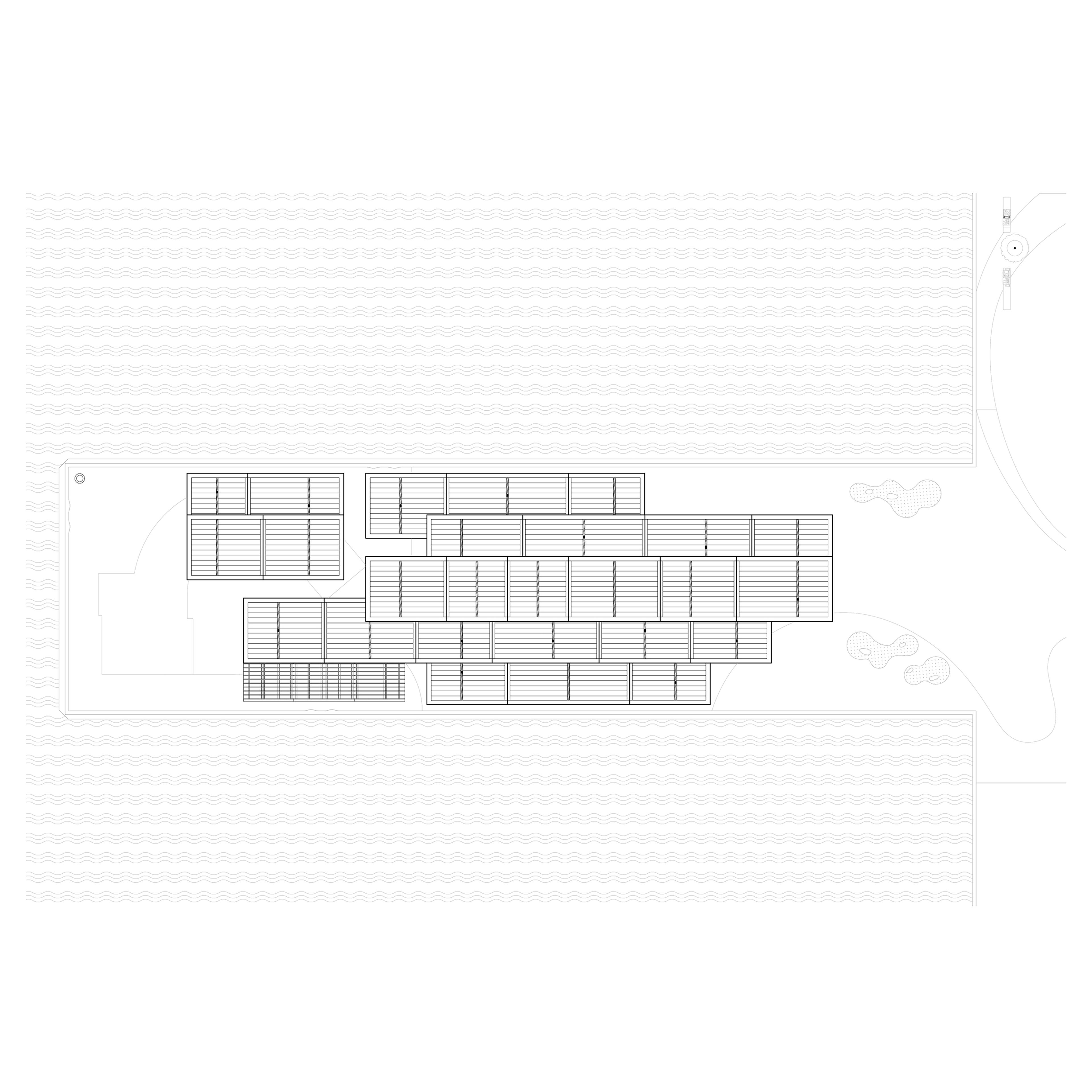 Roof Plan drawing of a pier re-development