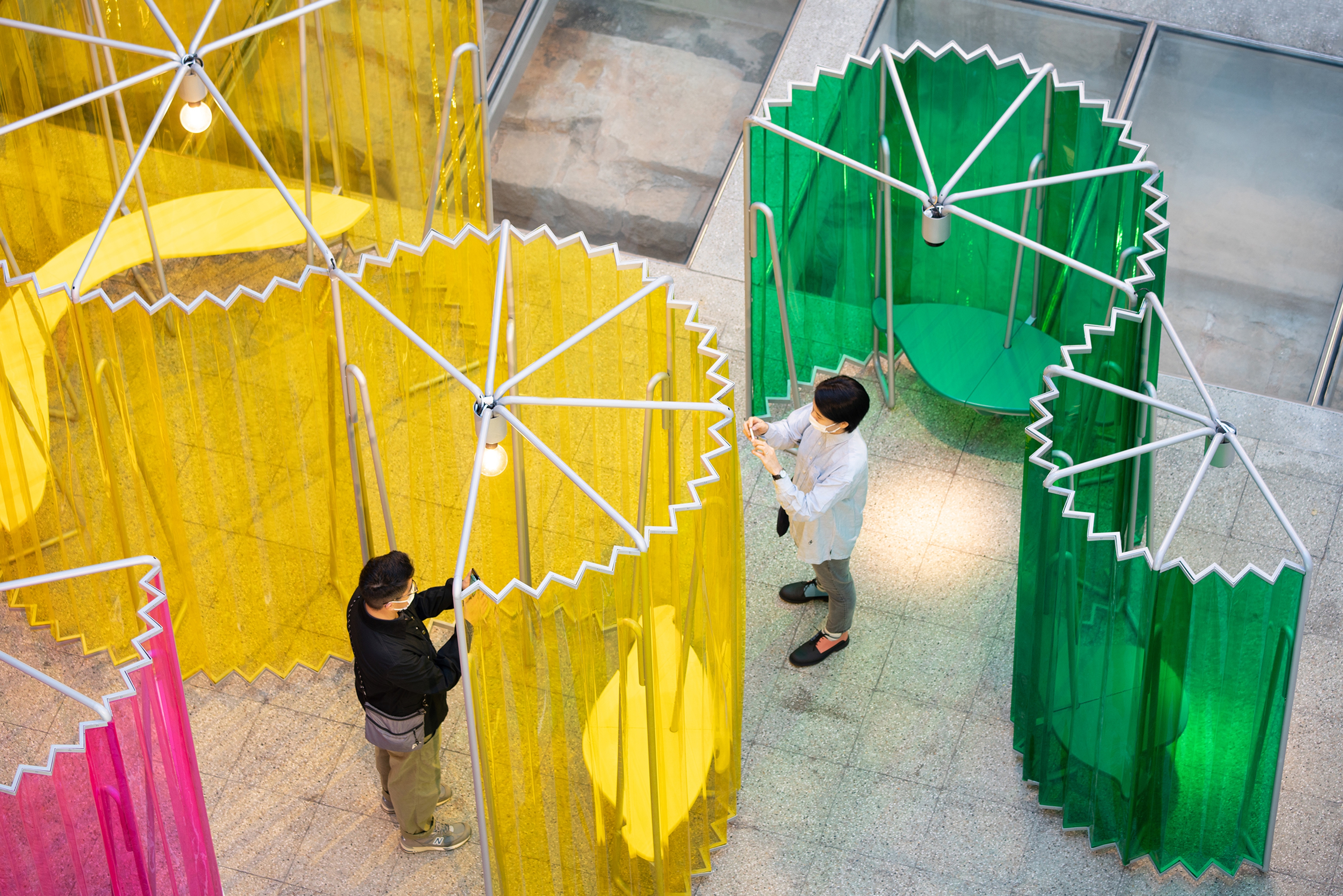 colourful installation in courtyard