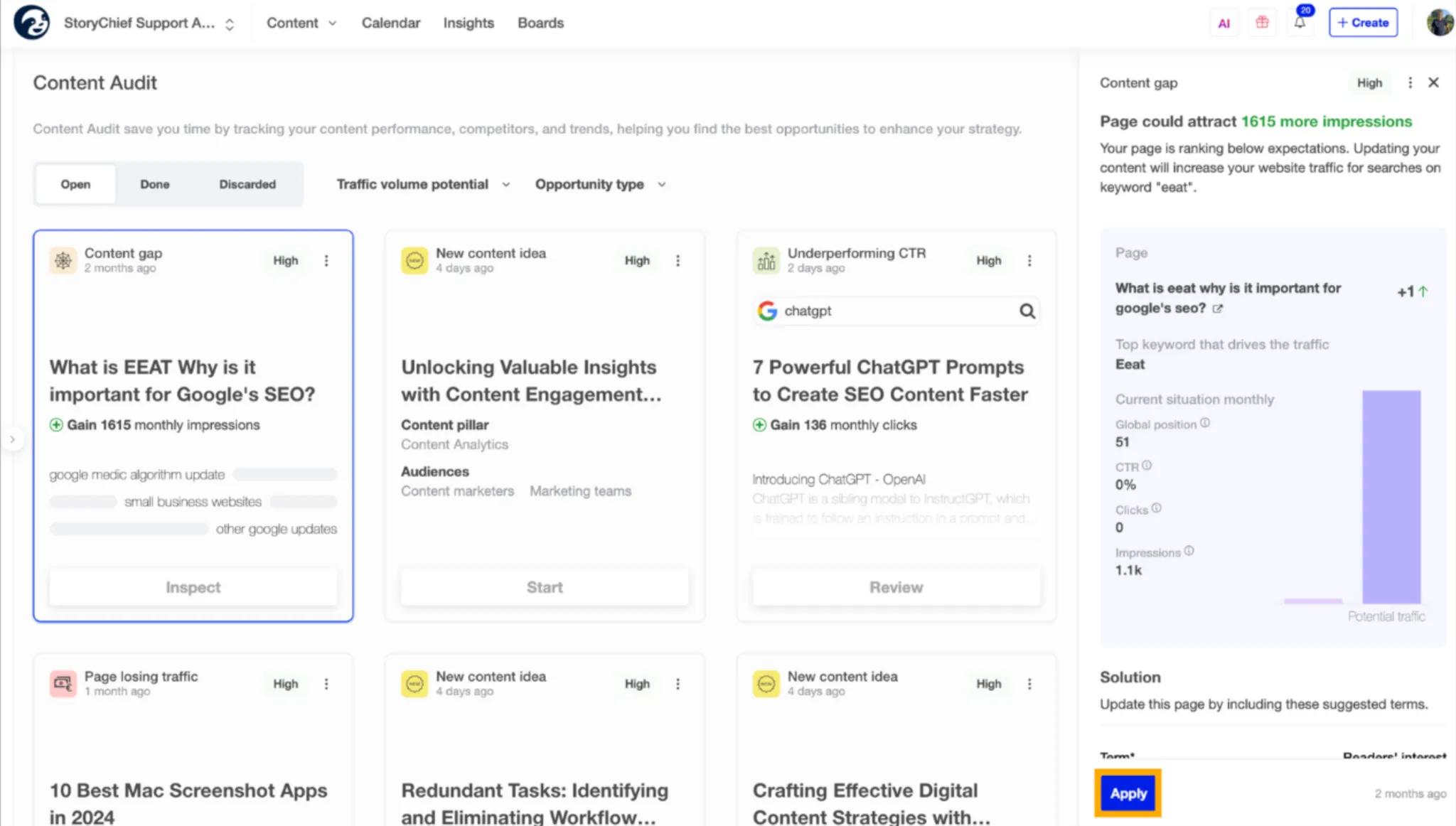 StoryChief content management platform interface