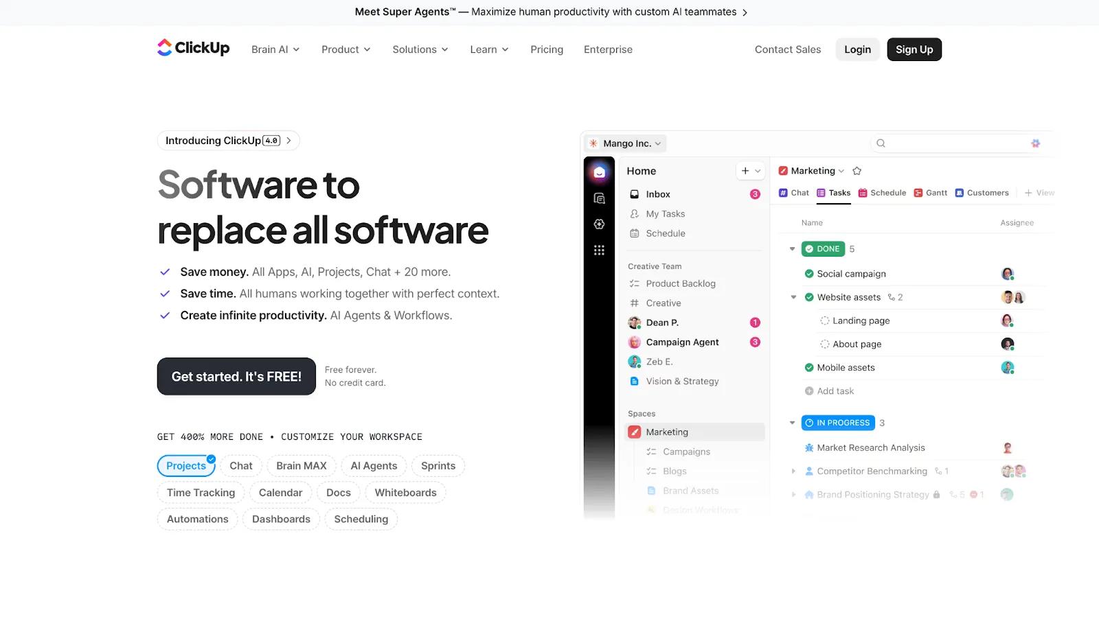 ClickUp pricing plans for agencies managing clients