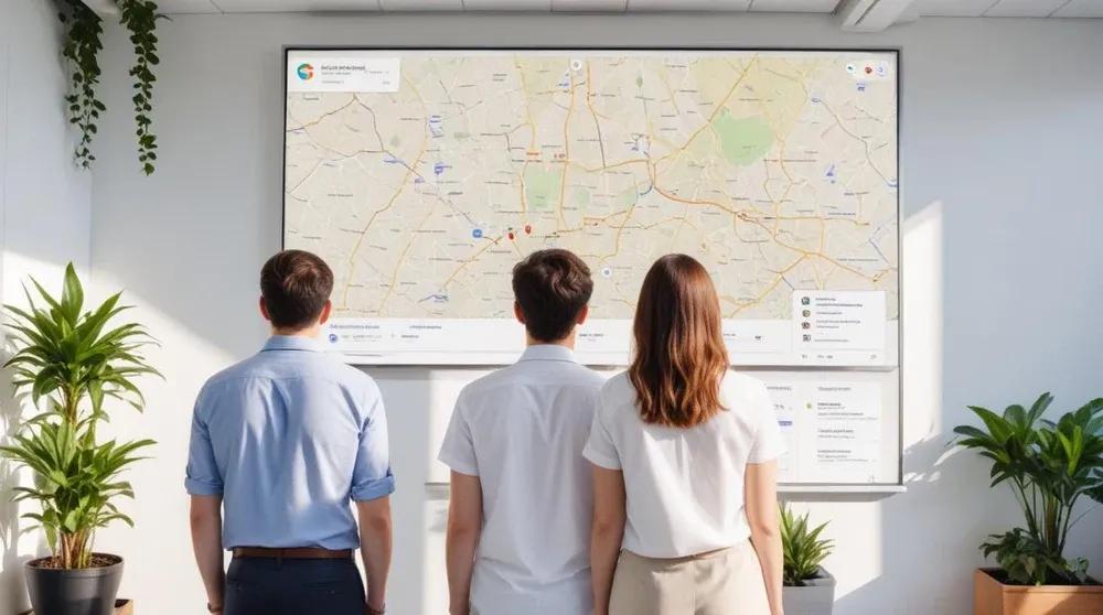 Local SEO automation dashboard showing business performance metrics and location management tools
