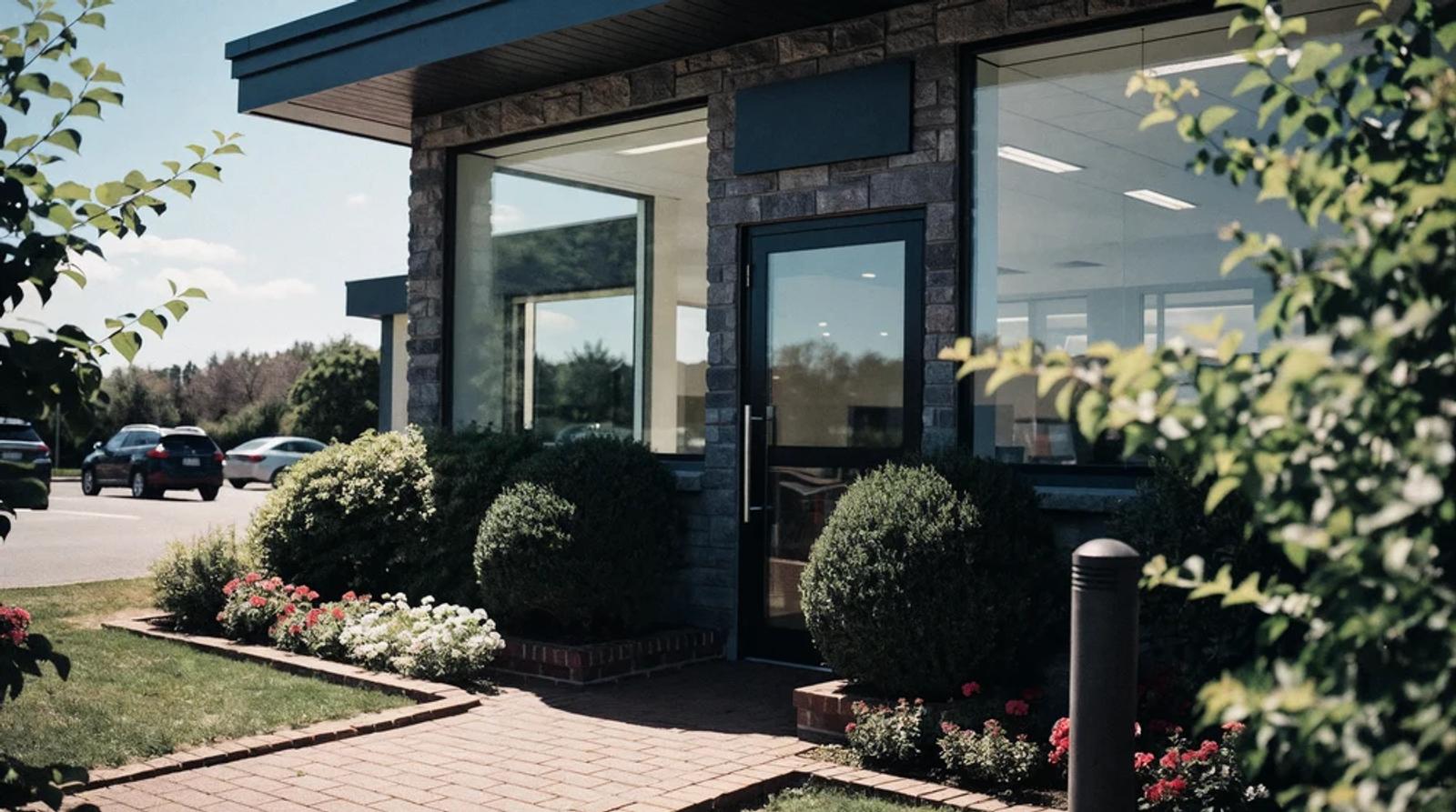 Exterior entrance of a medical office, illustrating local SEO for medical practices location pages