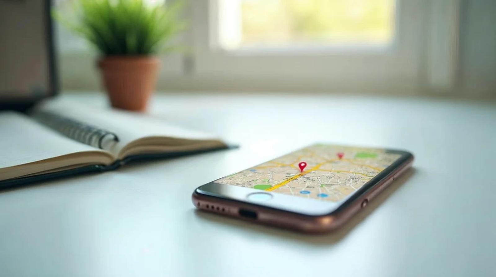 Smartphone showing a local map search result