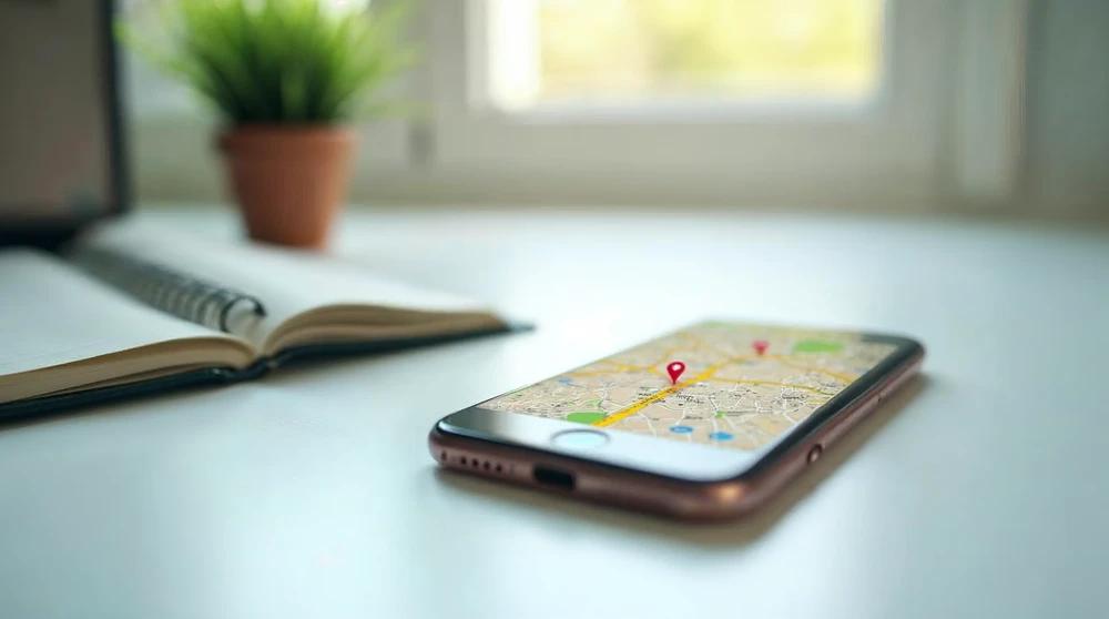 Smartphone showing a local map search result