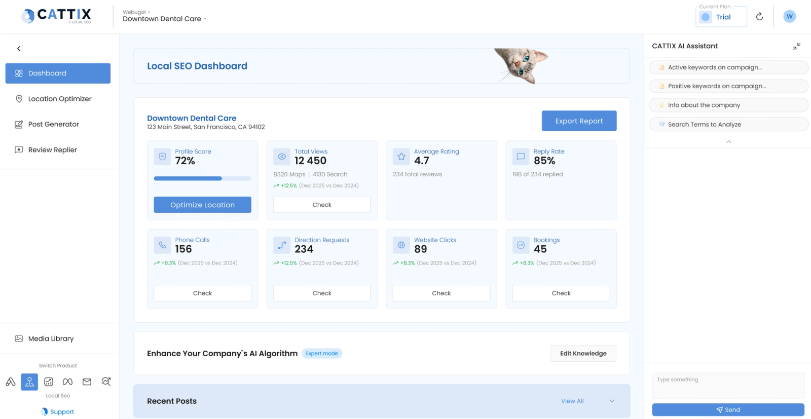 CATTIX Local SEO Dashboard tracking performance after citation optimization