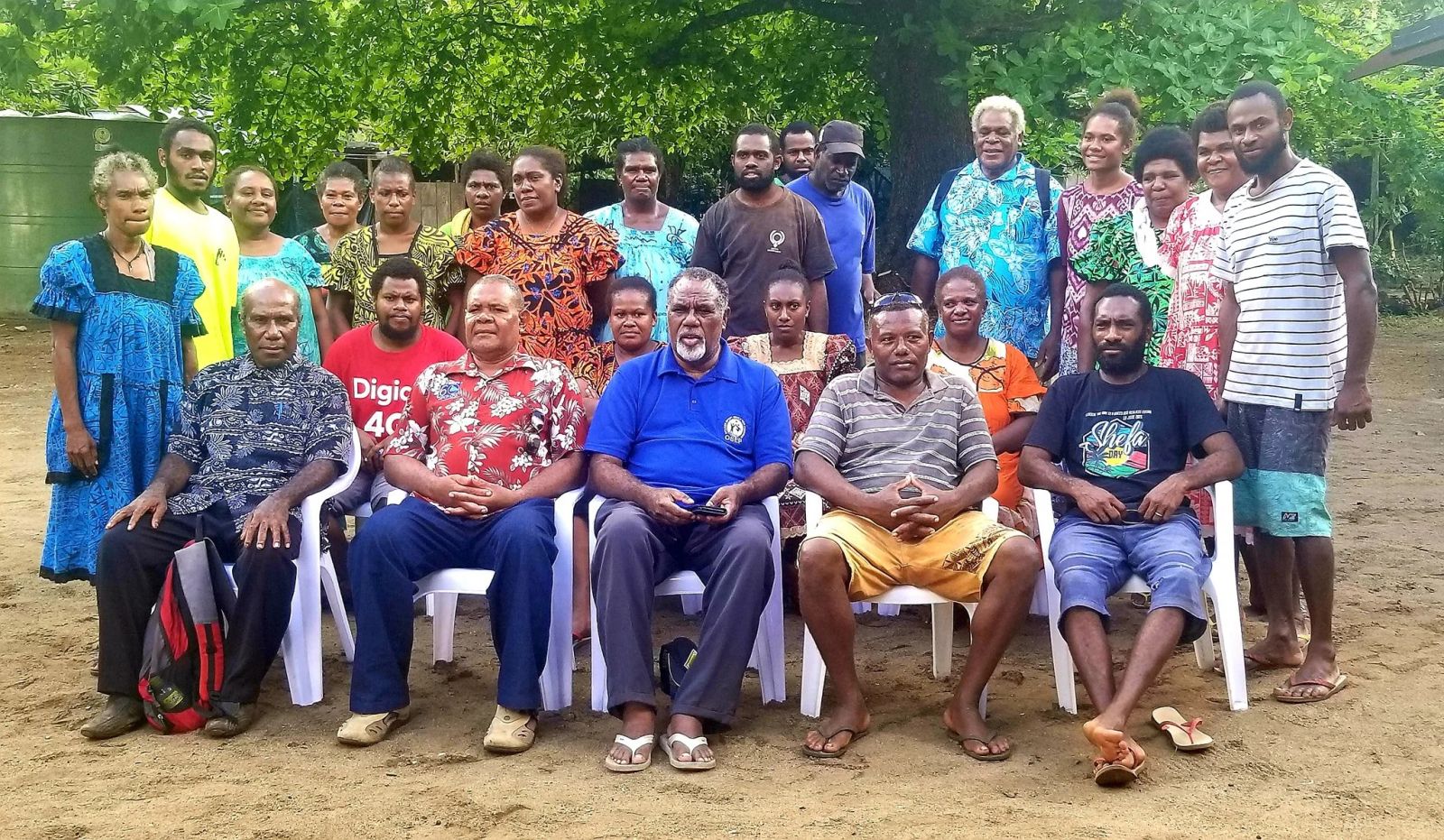The President of Vanuatu Red Cross Mr Moses Stevens and the new governing board members - Emae Red Cross Branch.
