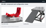 BH-900: component and configuration views. Front wheel chock and Loading ramp