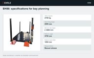 BH88: specifications for bay planning. Lifting Capacity: 2700 kg; Clear Lifting Height: 2000 mm; Minimum Site Height: ≥ 3600 mm; Platform Length: 4700 mm; Platform Outer Width: 1950 mm; Release Method: Manual release.