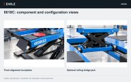 6018C: component and configuration views. Front alignment turnplates and Optional rolling bridge jack