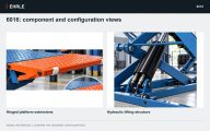 6016: component and configuration views. Hinged platform extensions and Hydraulic lifting structure