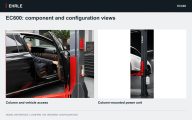 EC600: component and configuration views. Column and vehicle access and Column-mounted power unit