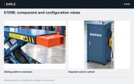 6105B: component and configuration views. Sliding platform extension and Separate control cabinet