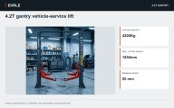 4.2T gantry vehicle-service lift. 4,200 kg capacity · 1,850 mm maximum lifting height