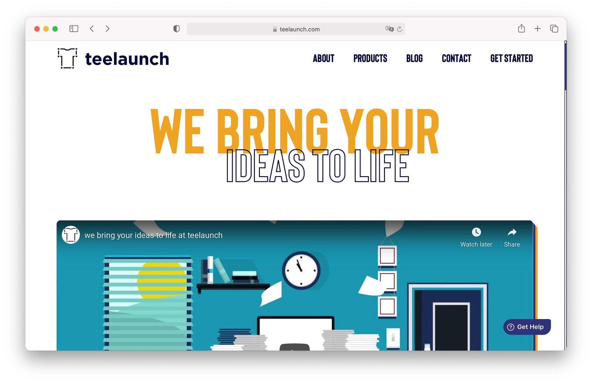 TeeLaunch homepage