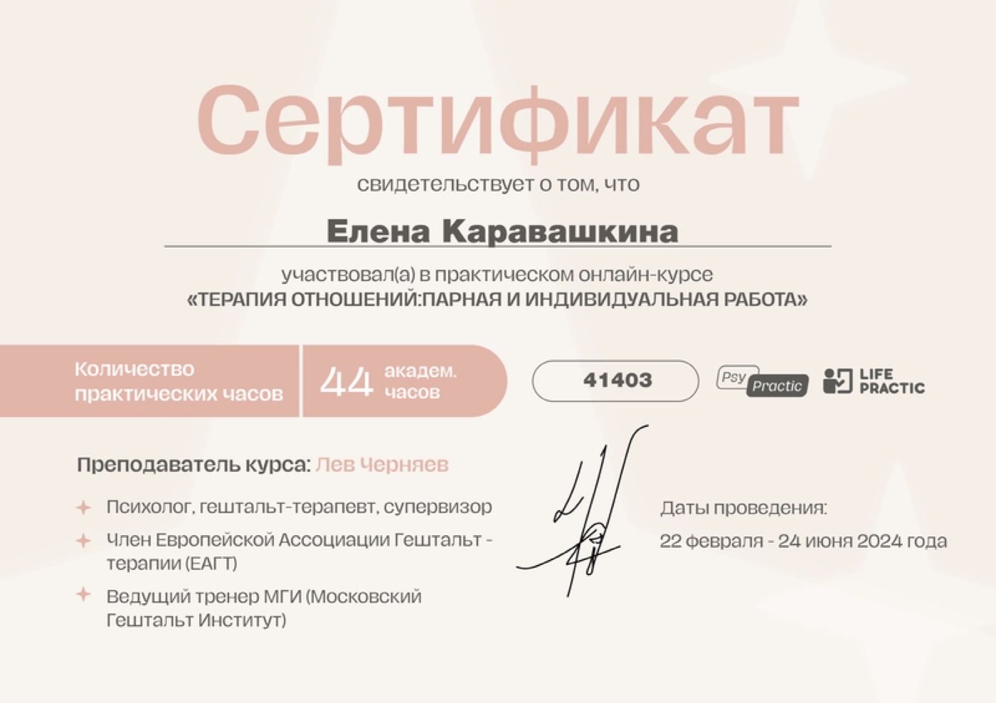 Терапия отношений, 2024