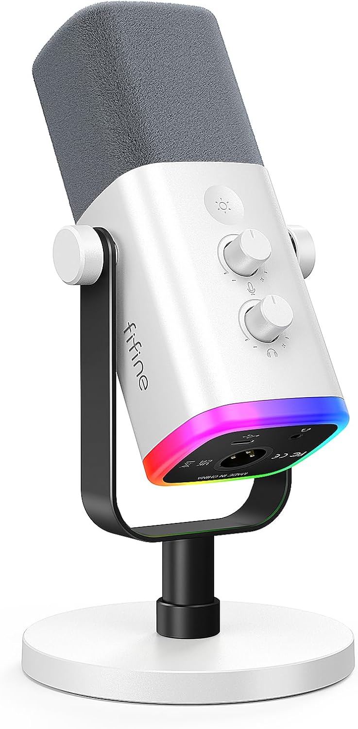 FIFINE XLR USB Gaming Microphone AmpliGame AM8 White