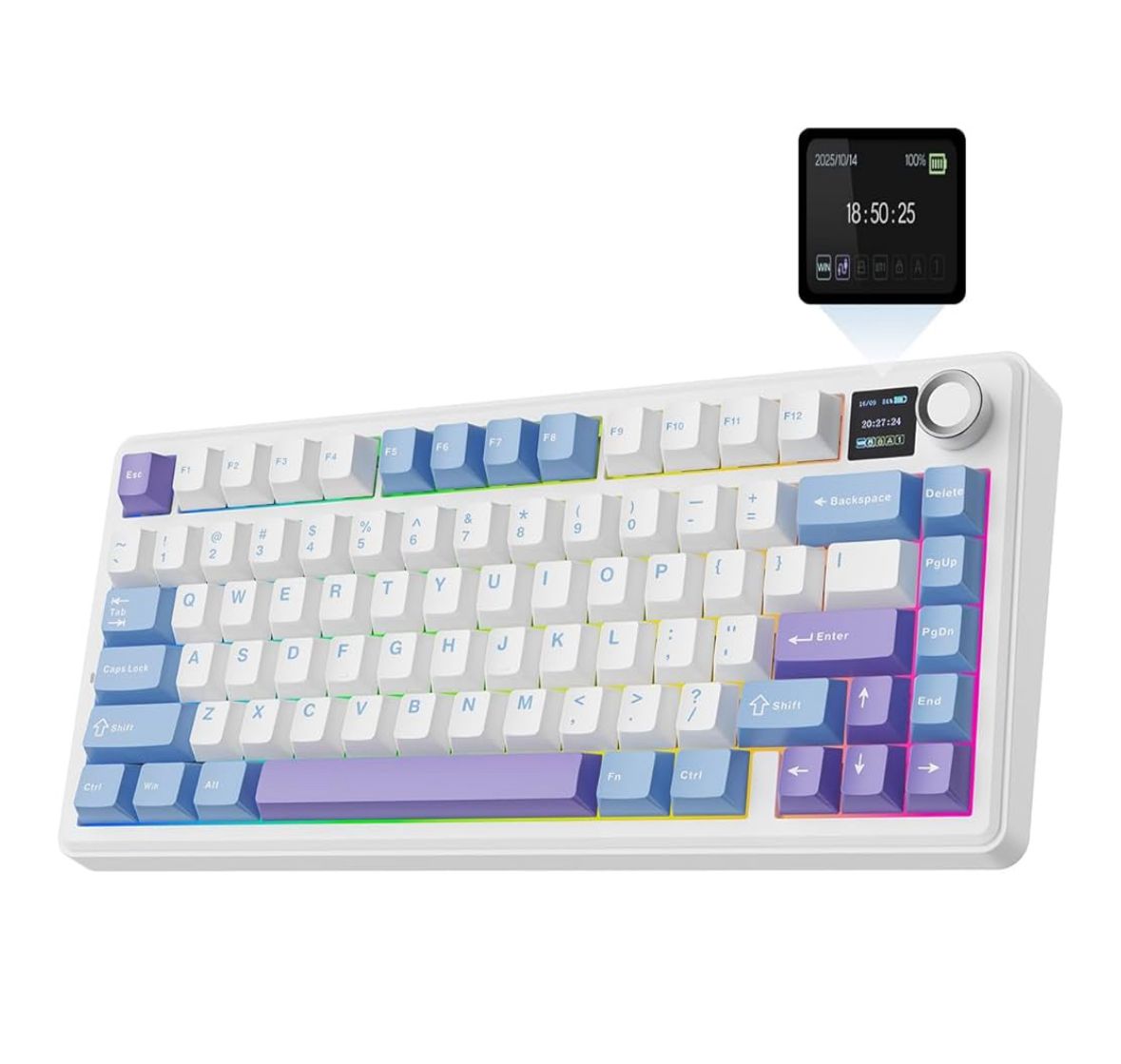 Epomaker x Aula F75 Max Gaming Keyboard Blue and White product image