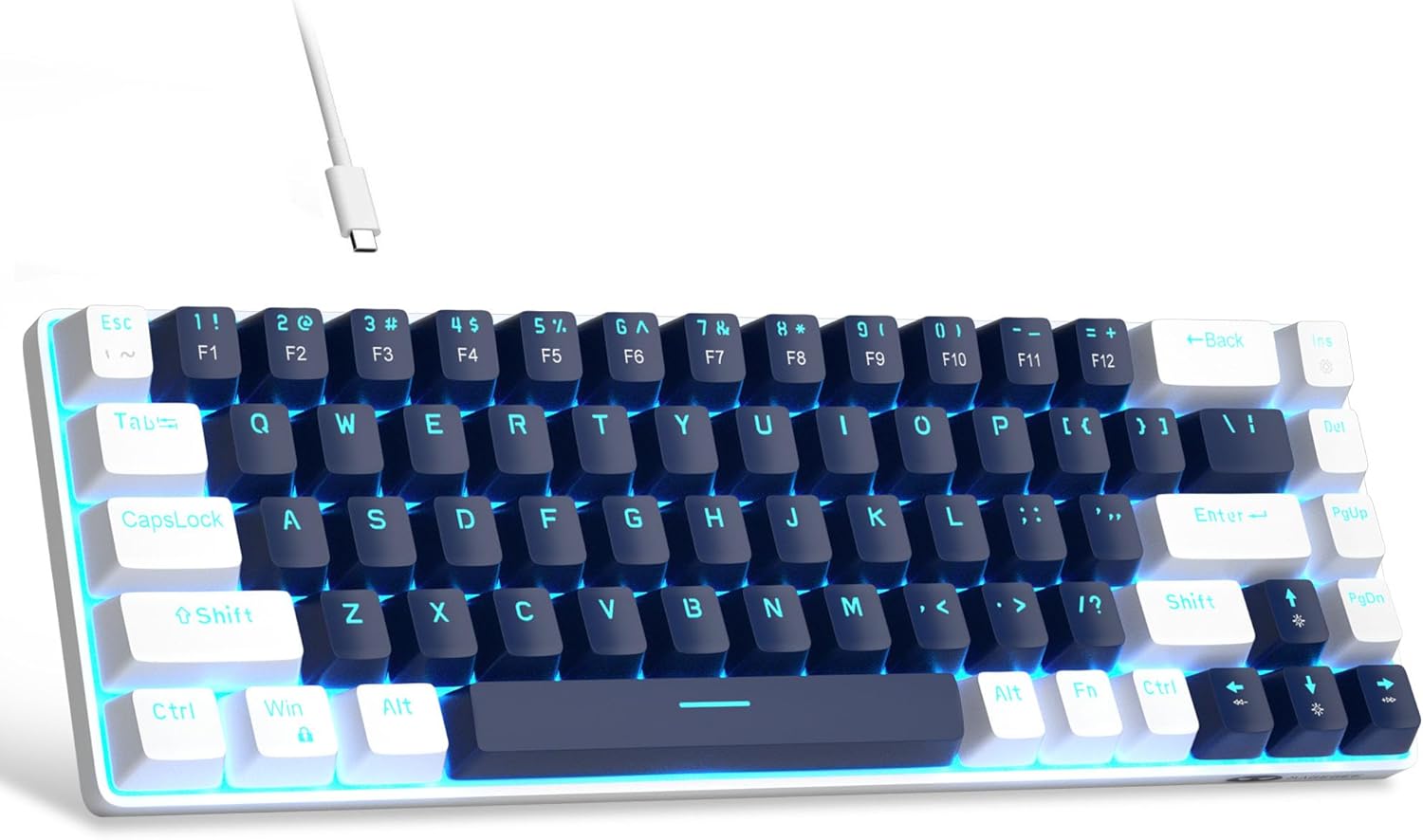 Magegee 60% White & Blue Gaming Keyboard product image