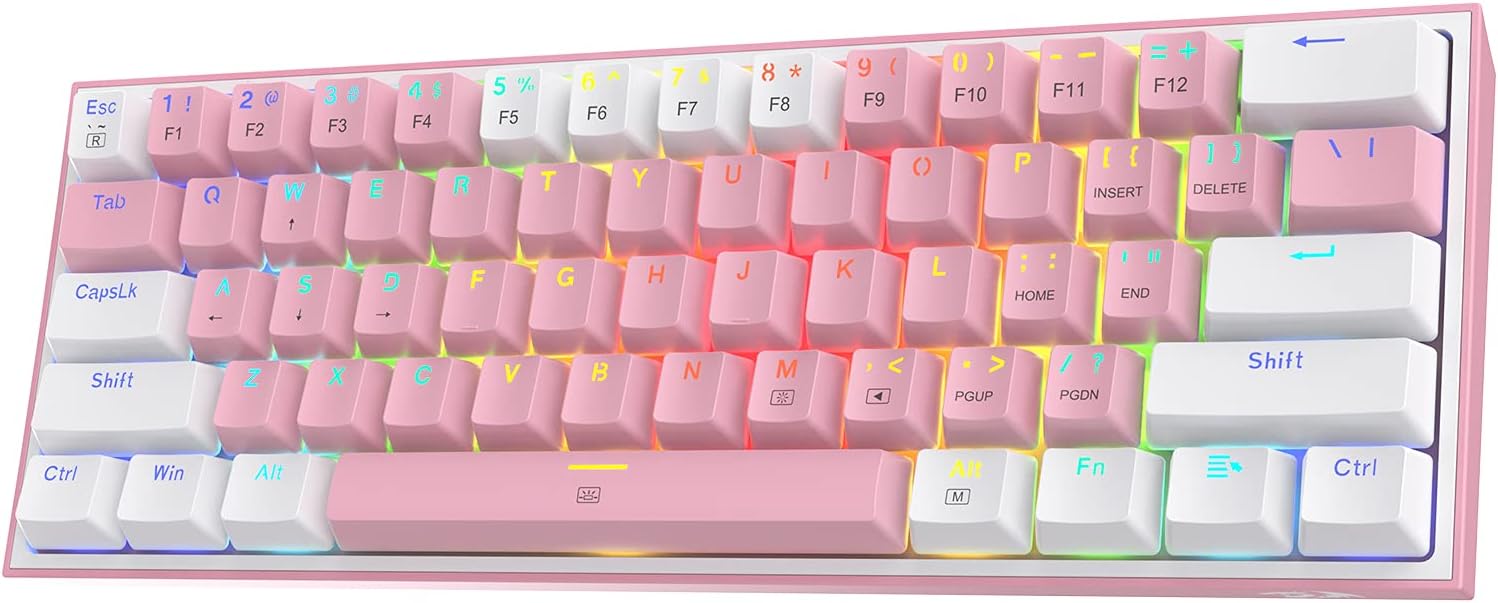 Redragon K617 Fizz 60% Pink & White Gaming Keyboard product image