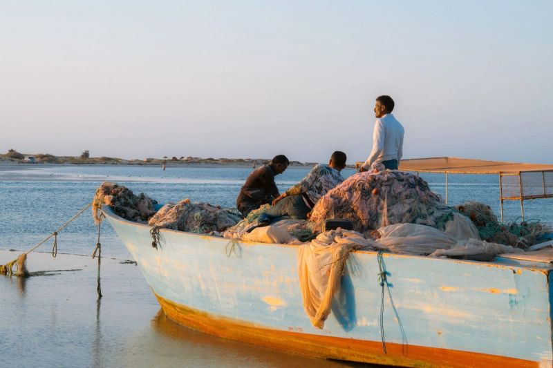Fishermen at dawn. Djerba, Tunisia