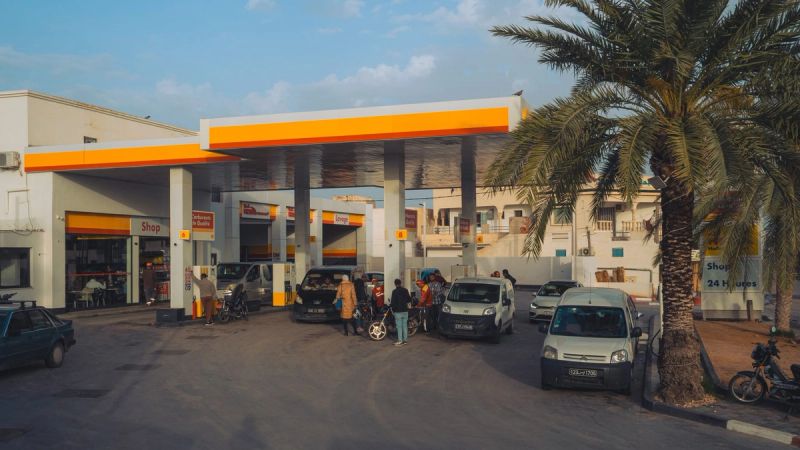Station Shell de Midun à Djerba, Tunisia; en vue panoramique