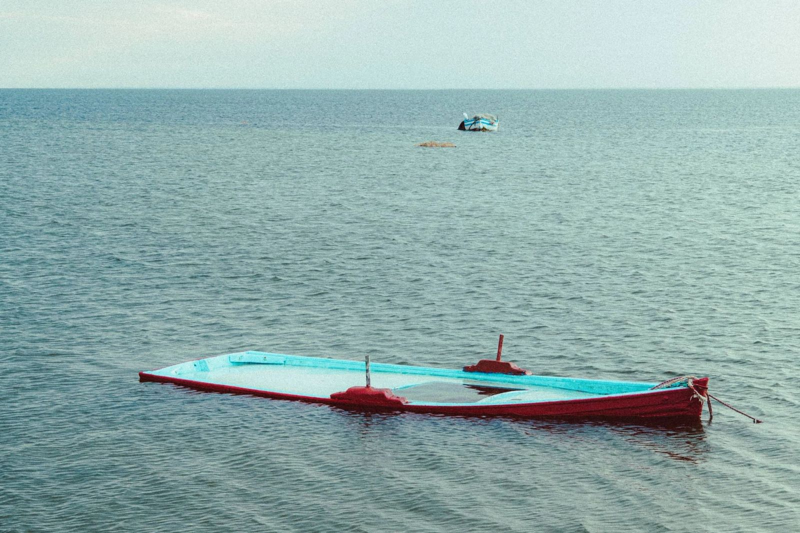 Fisherman's sunken boat in Djerba, Tunisia