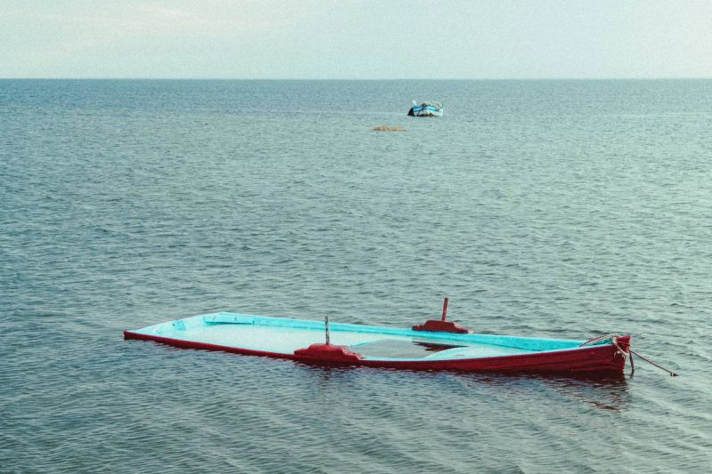 Fisherman's sunken boat in Djerba, Tunisia
