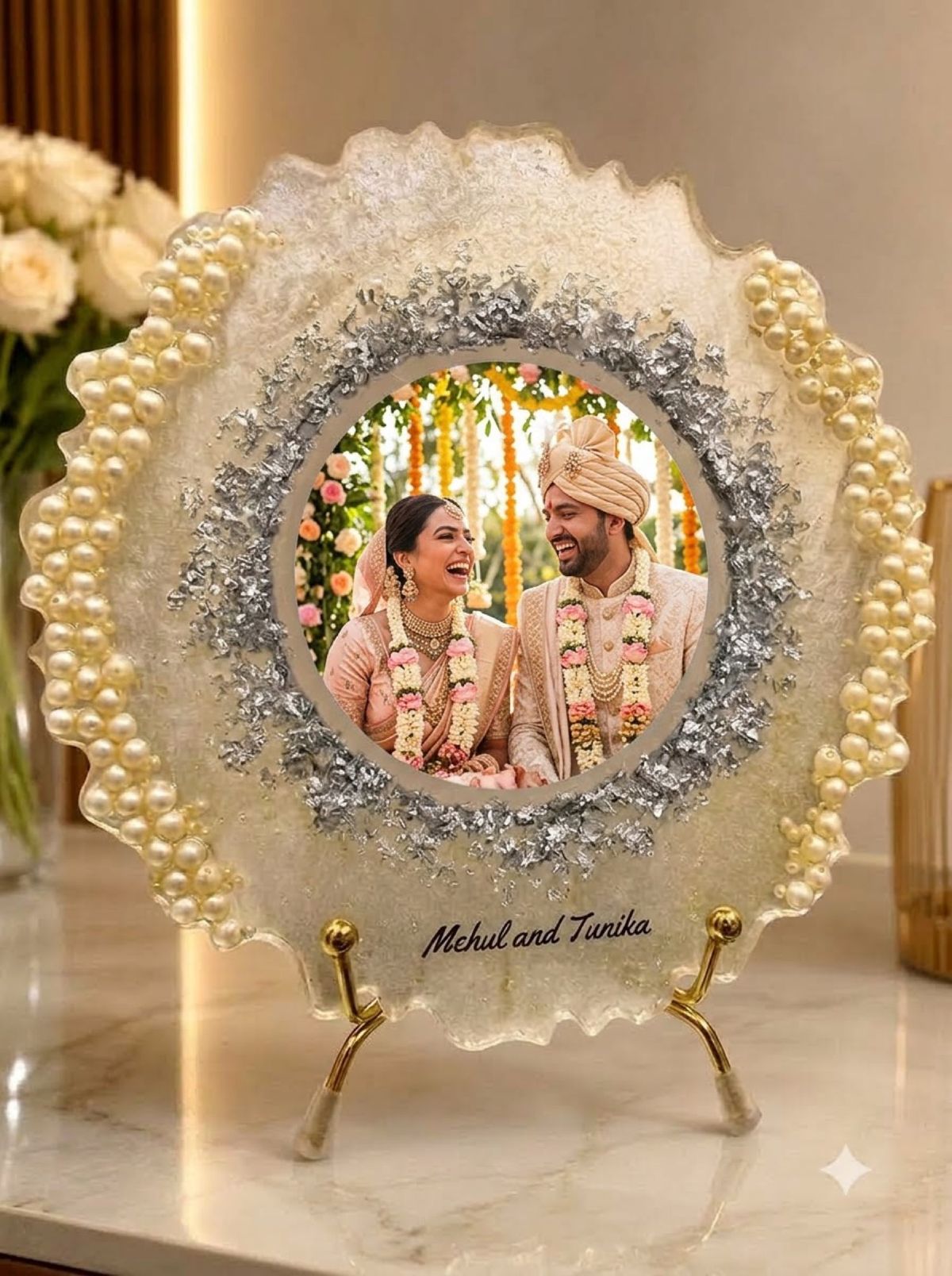 Pearl Wedding Photo Plate
