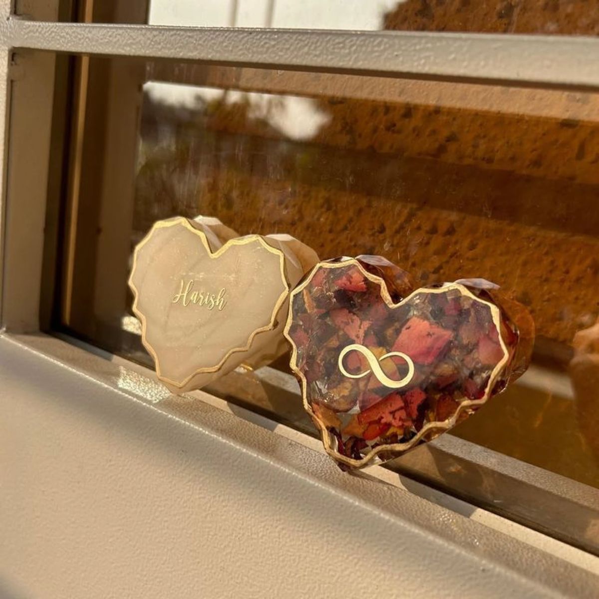 Name & Petal Heart Pair