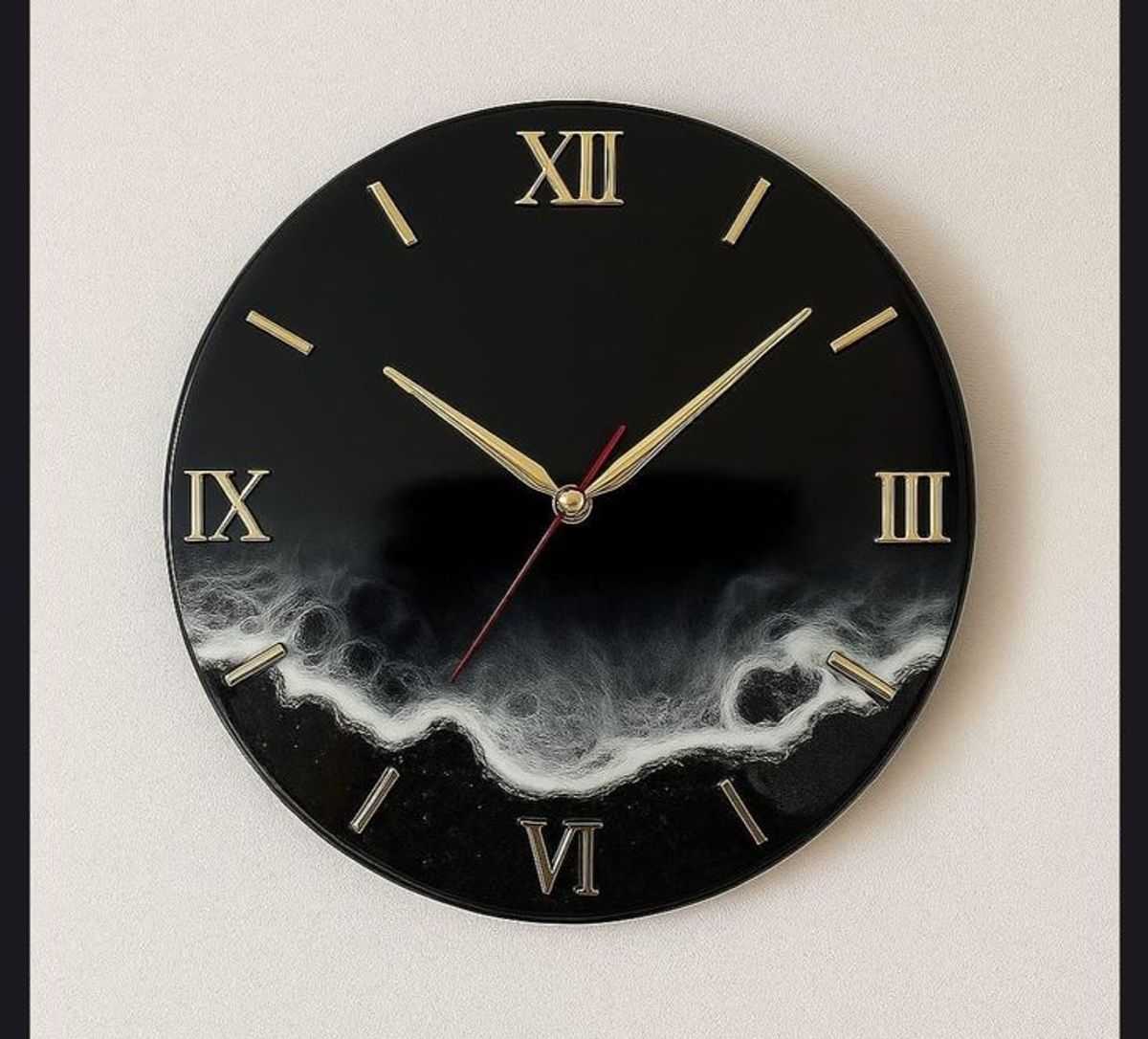 Black Ocean Wave Resin Clock