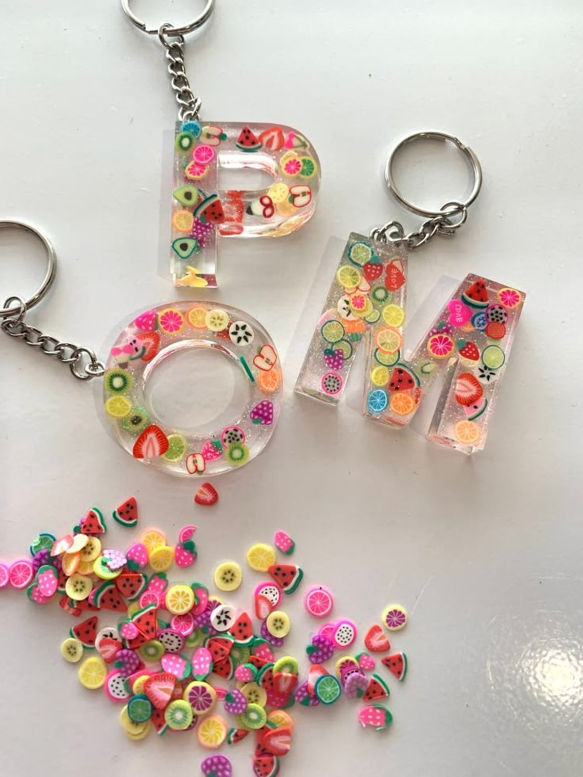 Fruit Slice Initial Keychain