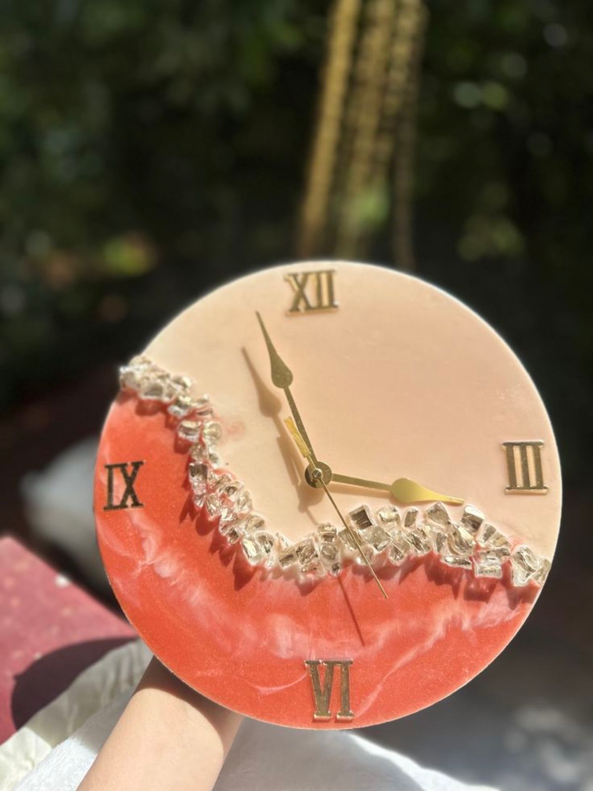 Coral Crystal Wall Clock