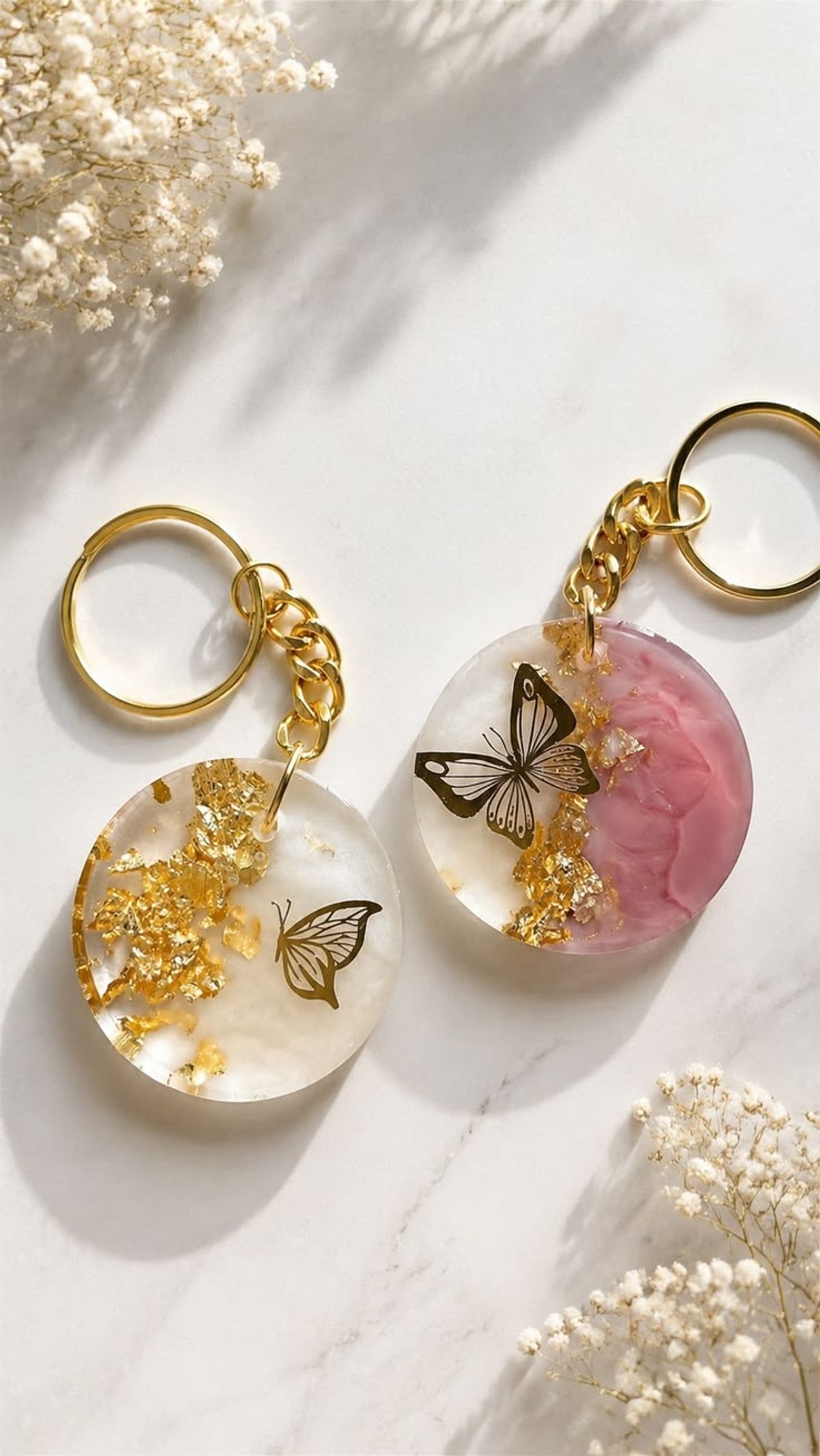 Butterfly & Gold Flake Keychain