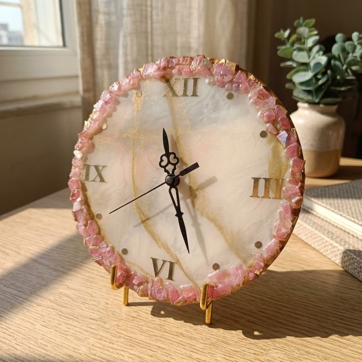 Rose Quartz Rim Clock