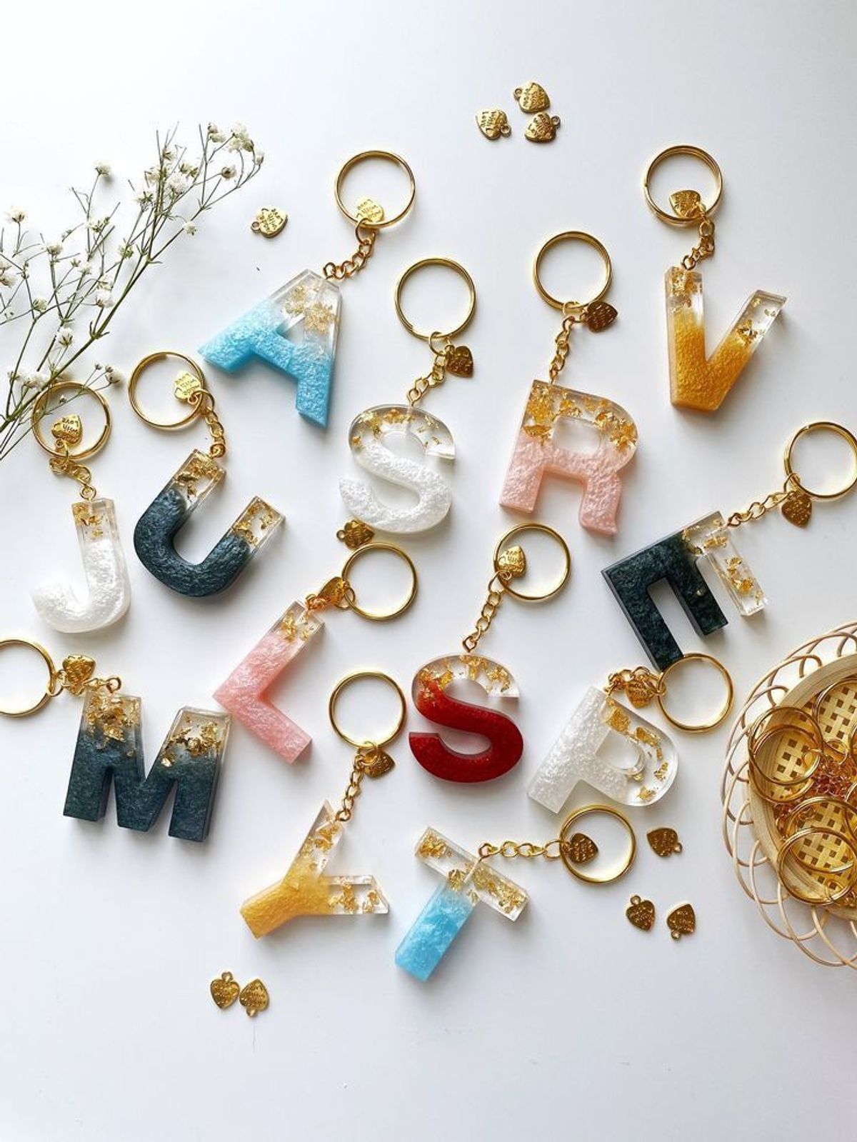 Resin Initial Keychain