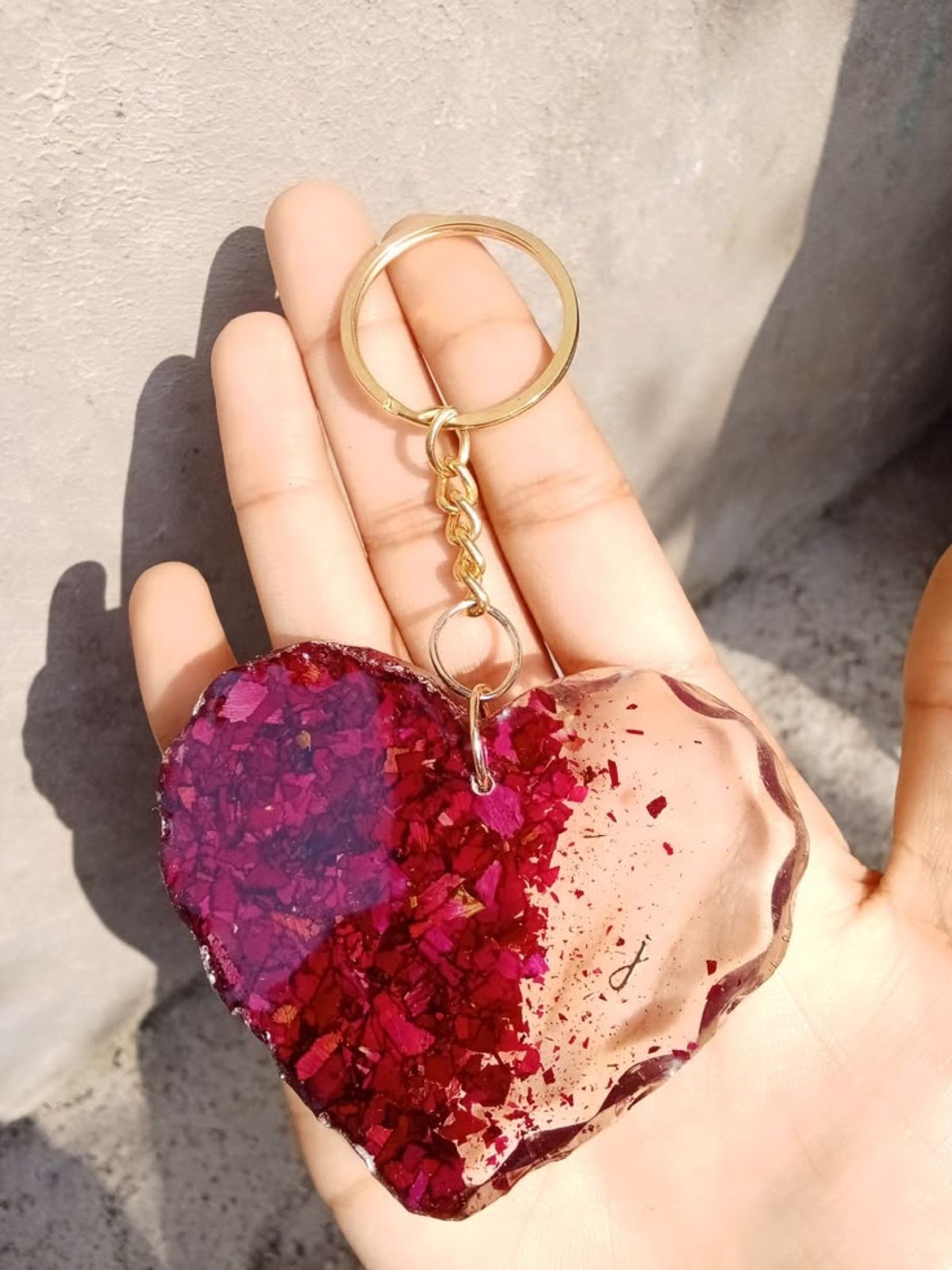 Rose Petal Heart Keychain