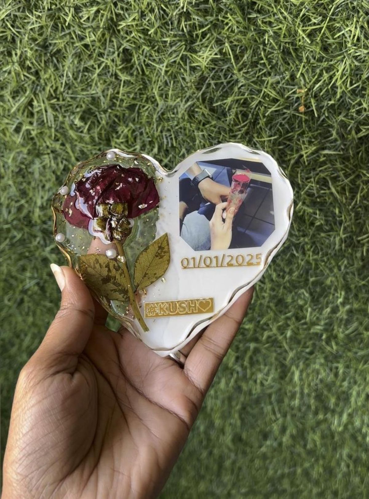 Rose & Photo Heart Keepsake