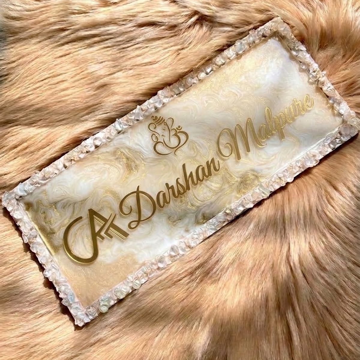 Pearl Swirl Crystal Nameplate