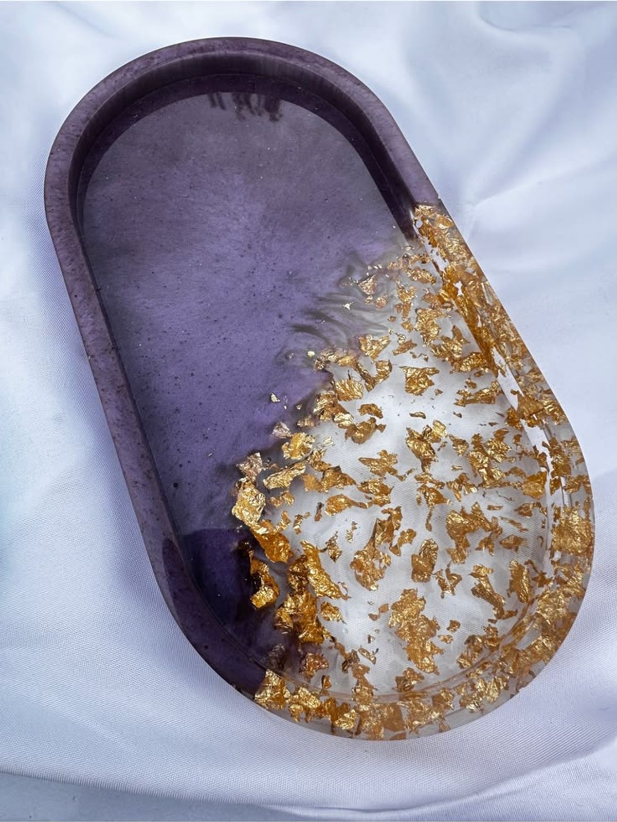 Amethyst Gold Foil Oval Tray