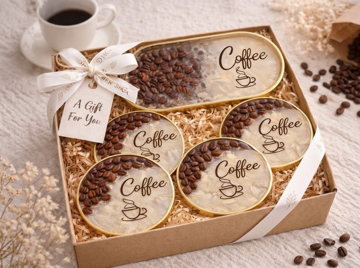 Coffee Tray & Coaster Set