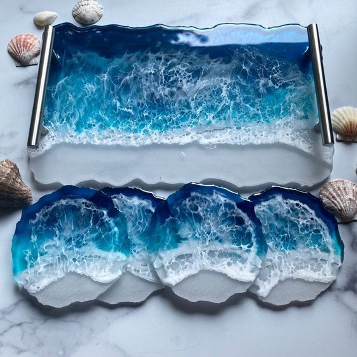 Deep Blue Ocean Tray & Coasters
