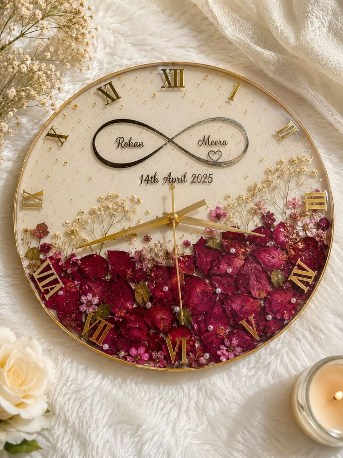 Rose Petal Wall Clock