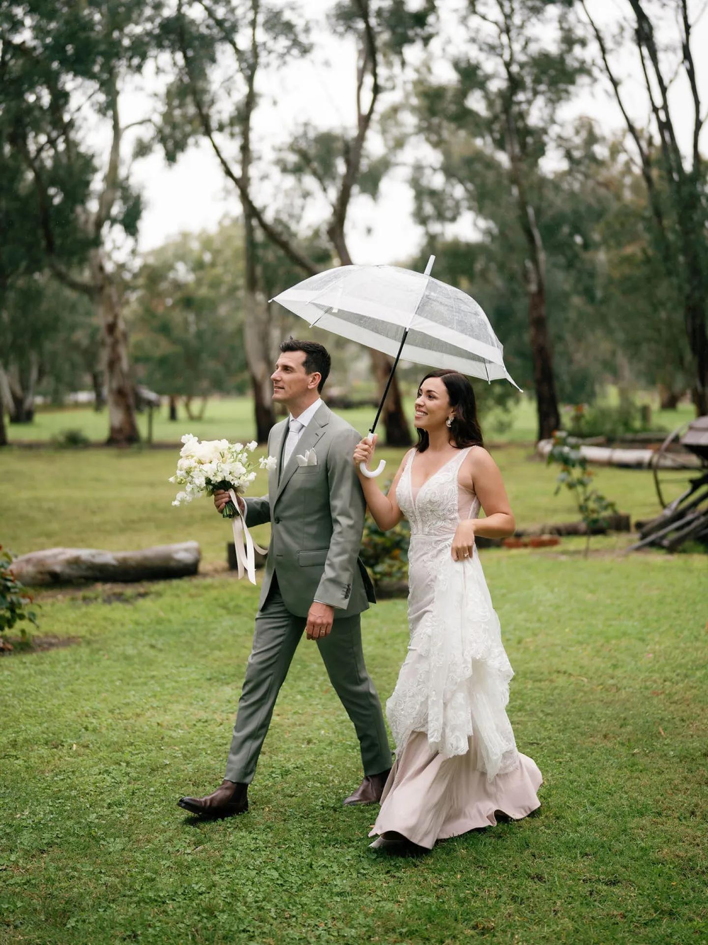 A photo of a couple walking.